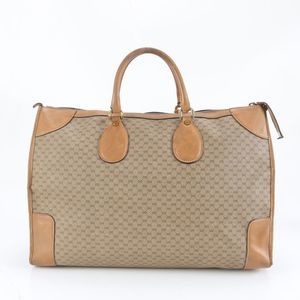 Old Gucci Micro GG Leather Boston Bag Business Travel Tote Carry Genuine